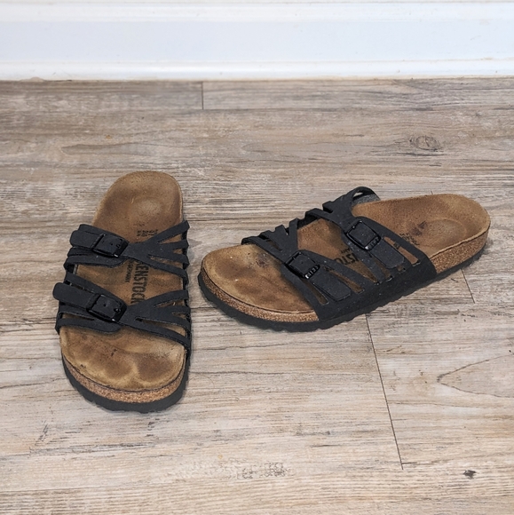 Birkenstock Granada Black Double Straps Slide Sandals EU 37 US 6.5 - Picture 1 of 5
